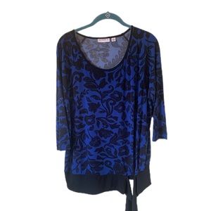 Susan Graver Liquid Knit Printed Top with 3/4 Raglan Sleeves Size S NWOT